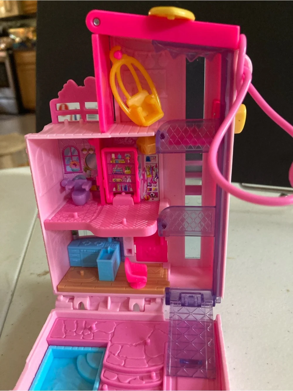 Poly Pocket Barbie Dream House Mini Playset Compact Dollhouse - Pink Mattel